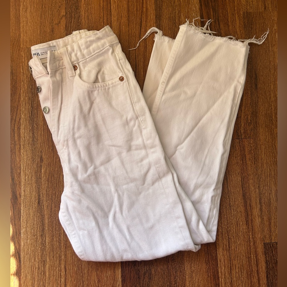 Zara Cream Ankle Cropped Women's Jeans